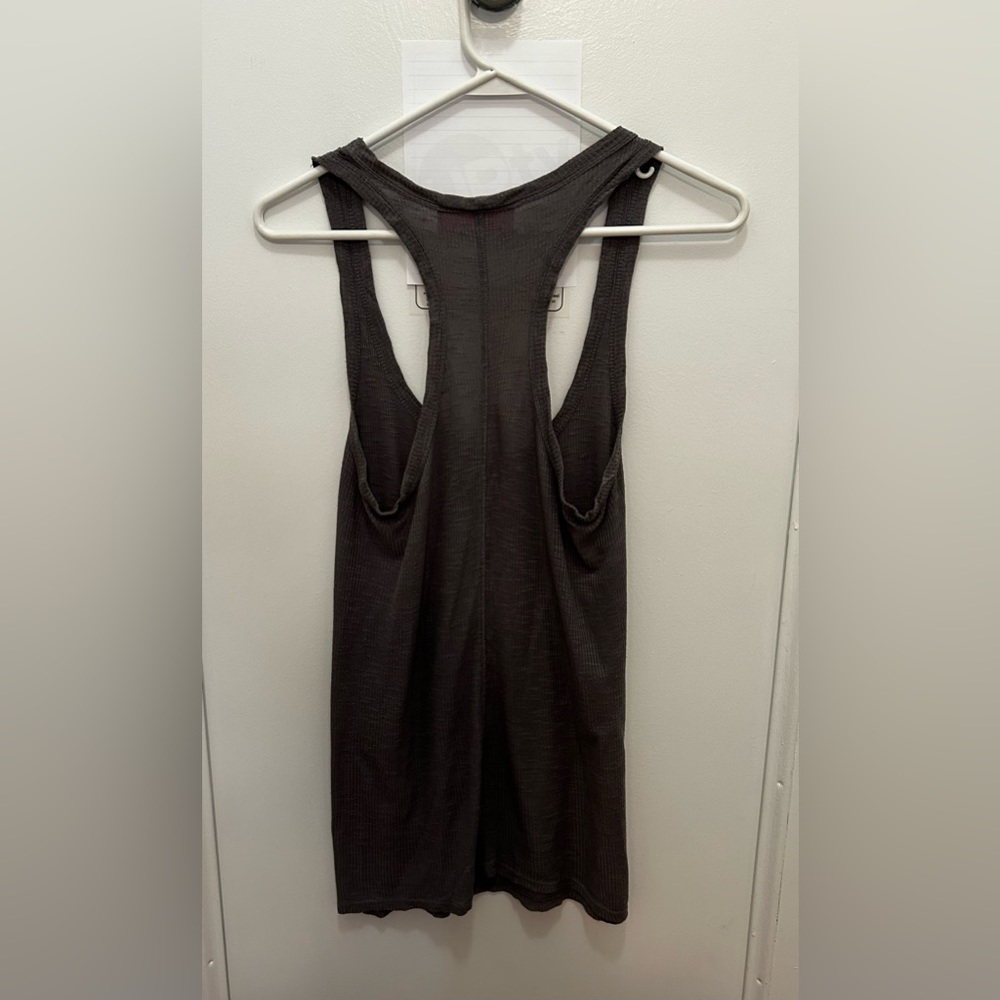 Pookie & Sebastian Grey Ribbed Racerback Tank Top - Picture 2 of 6